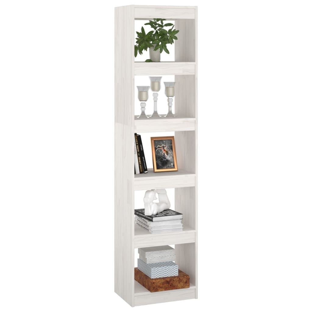 Bokhylle Hvit Romdeler 40x30x167,5 cm heltre furu