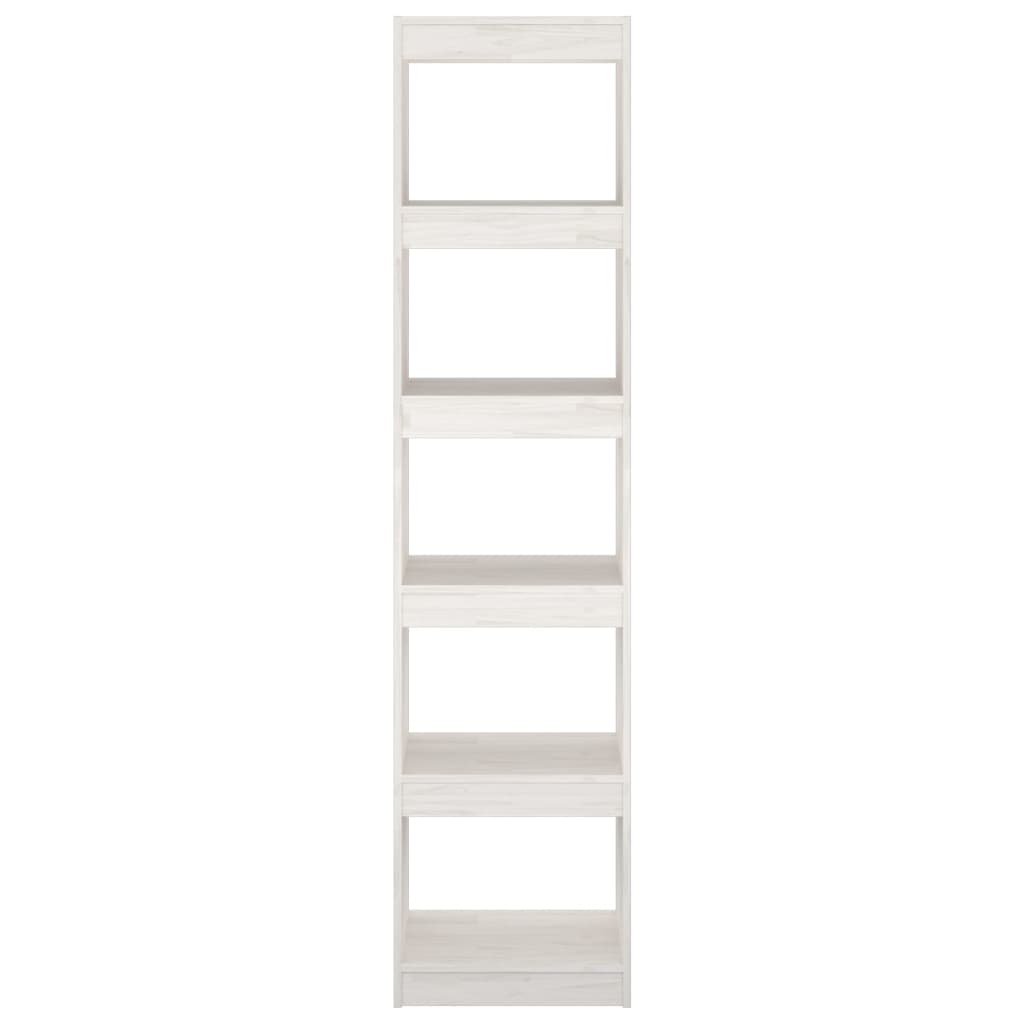 Bokhylle Hvit Romdeler 40x30x167,5 cm heltre furu