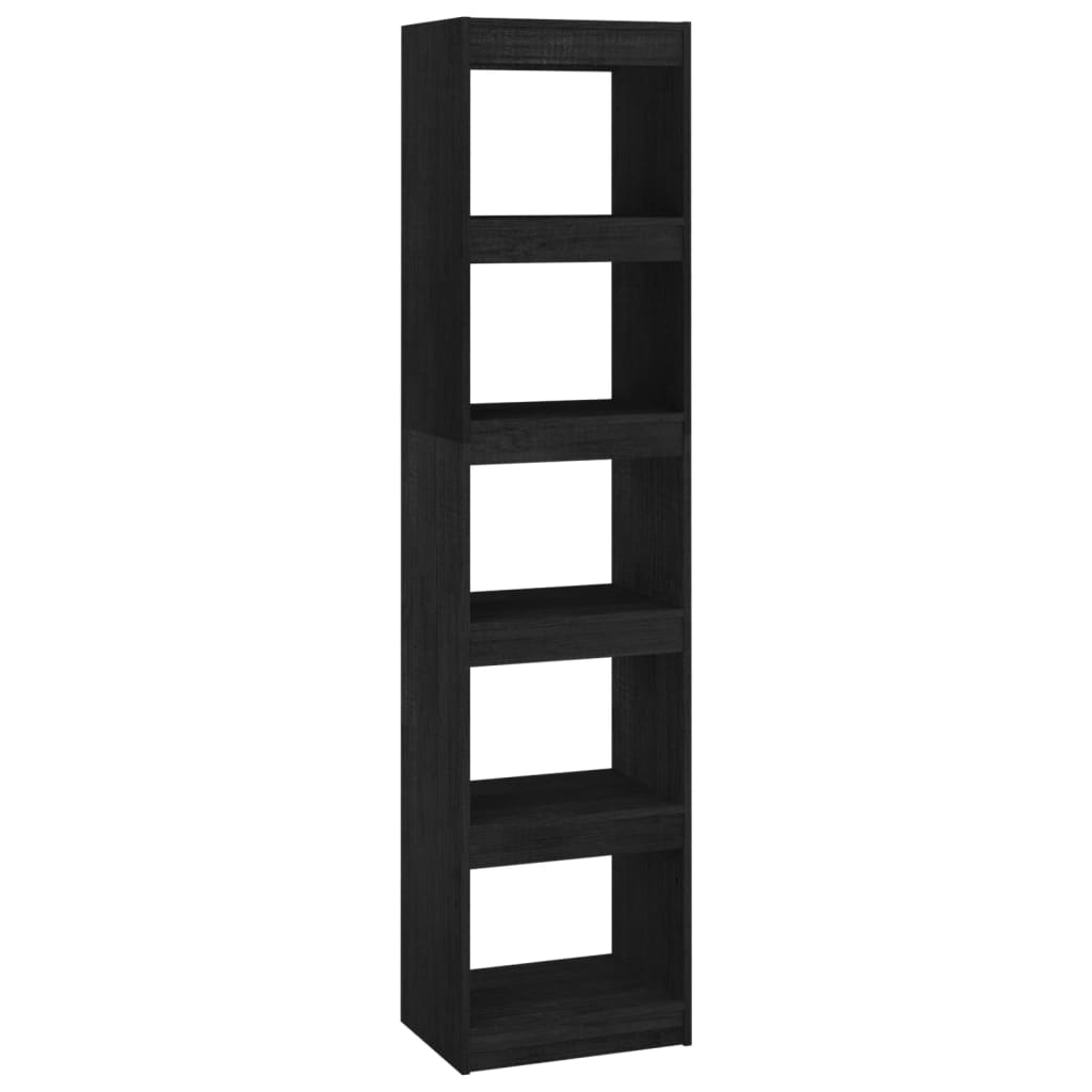 Bokhylle Svart Romdeler 40x30x167,5 cm heltre furu