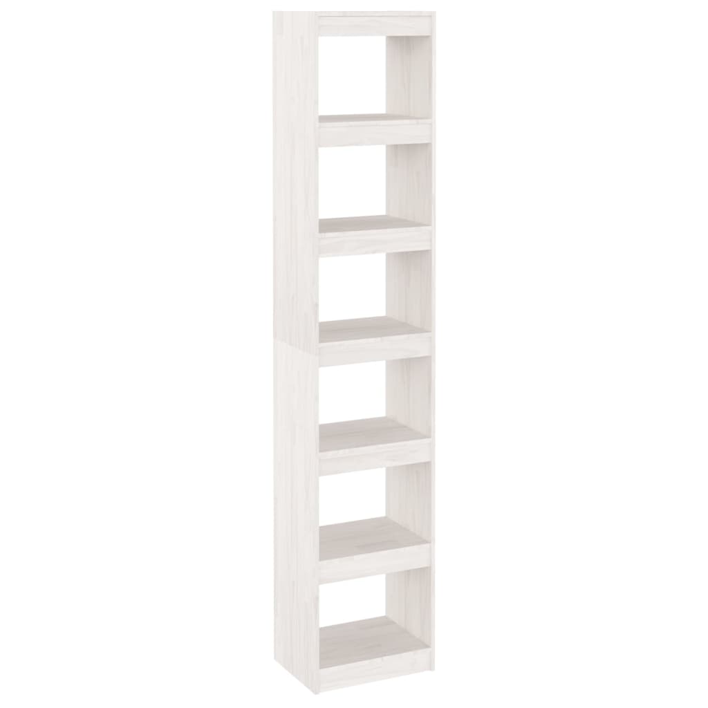 Bokhylle Hvit Romdeler 40x30x199 cm heltre furu
