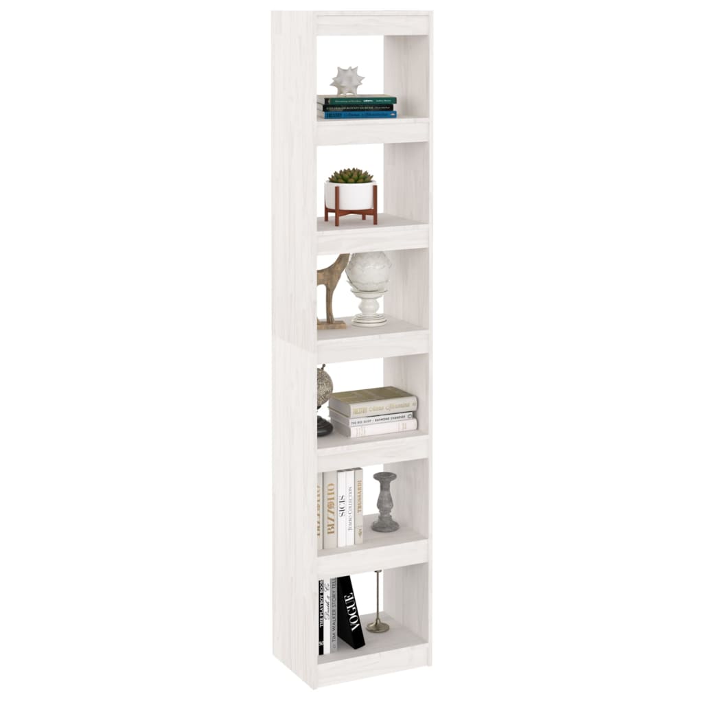 Bokhylle Hvit Romdeler 40x30x199 cm heltre furu