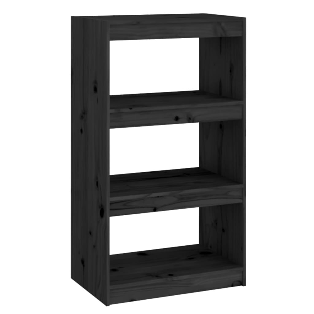 Bokhylle Svart Romdeler 60x30x103,5 cm heltre furu