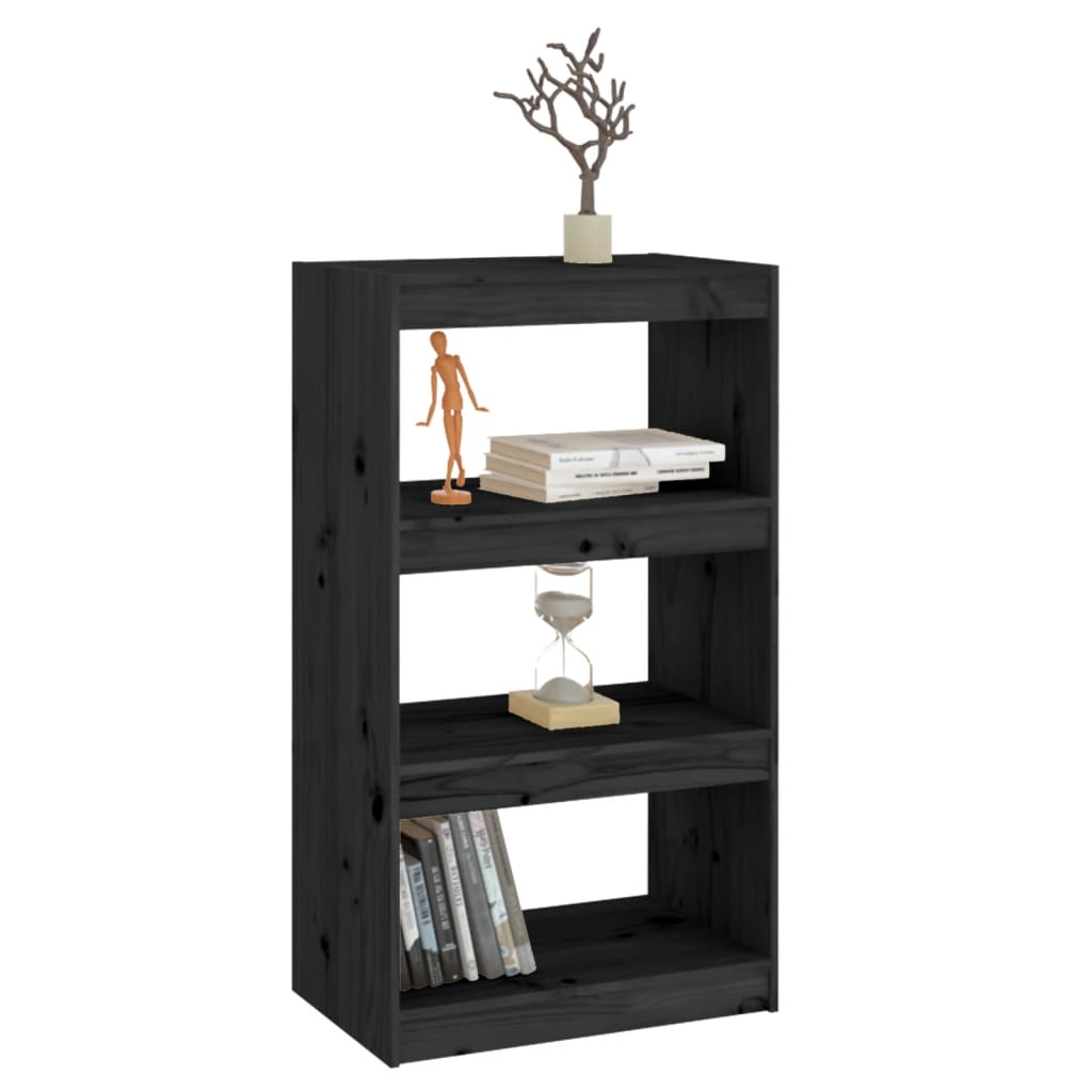 Bokhylle Svart Romdeler 60x30x103,5 cm heltre furu