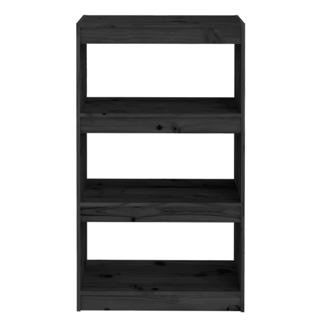 Bokhylle Svart Romdeler 60x30x103,5 cm heltre furu