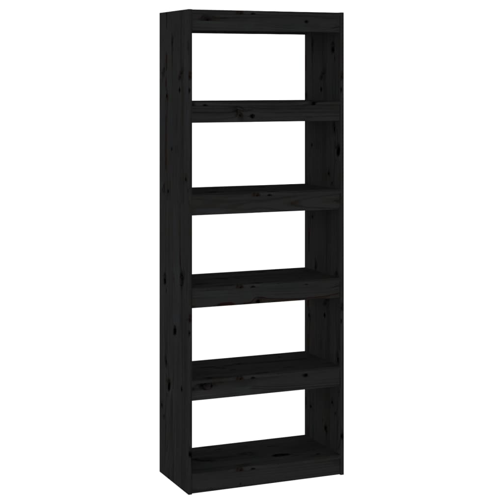 Bokhylle Svart Romdeler 60x30x167,5 cm heltre furu
