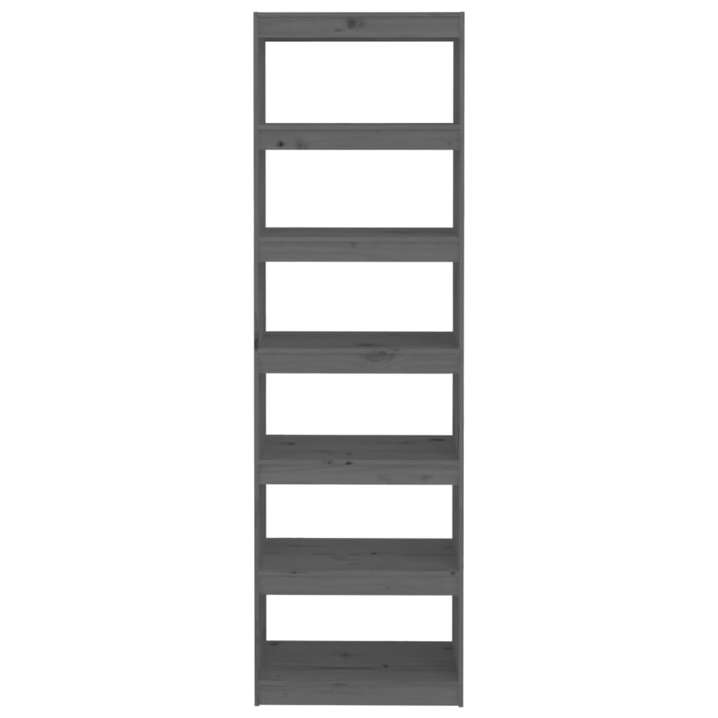 Bokhylle Grå Romdeler 60x30x199,5 cm heltre furu