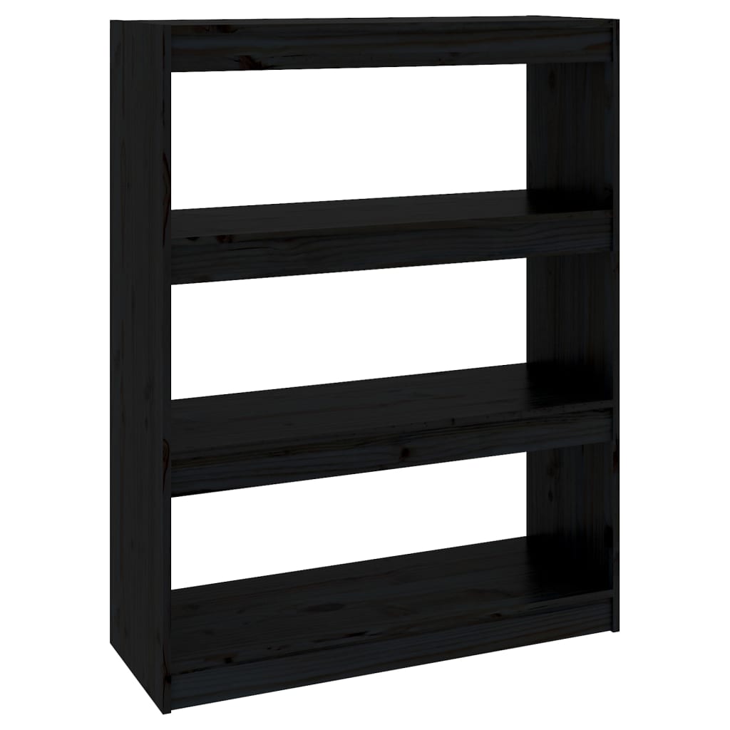 Bokhylle Svart Romdeler 80x30x103,5 cm heltre furu