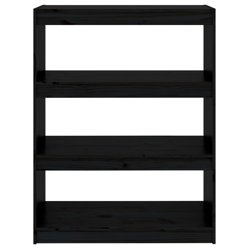 Bokhylle Svart Romdeler 80x30x103,5 cm heltre furu