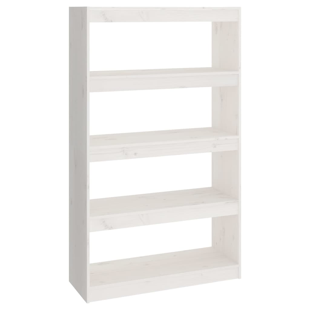 Bokhylle Hvit Romdeler 80x30x135,5 cm heltre furu