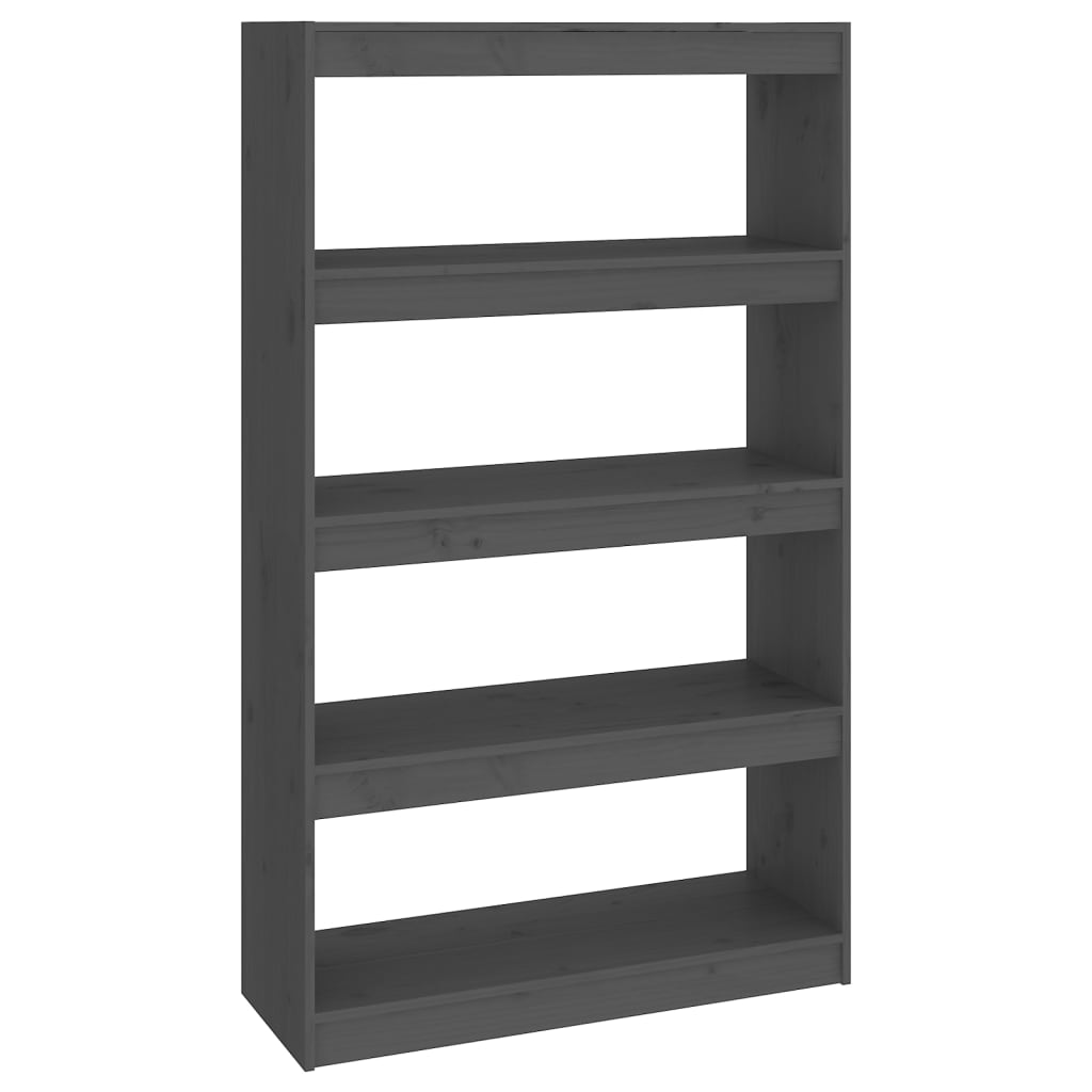 Bokhylle Grå Romdeler 80x30x135,5 cm heltre furu