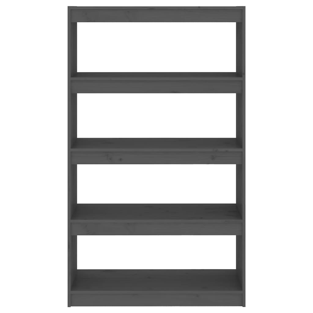 Bokhylle Grå Romdeler 80x30x135,5 cm heltre furu