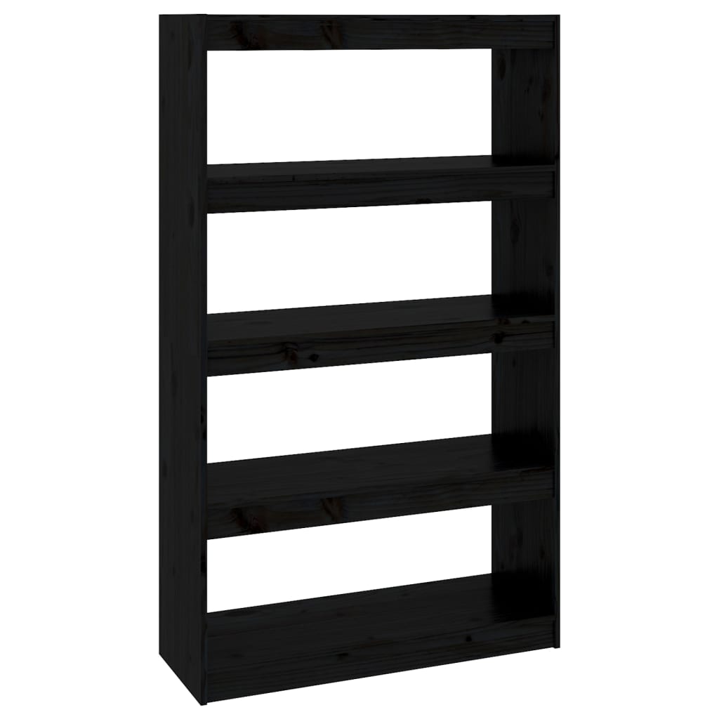 Bokhylle Svart Romdeler 80x30x135,5 cm heltre furu