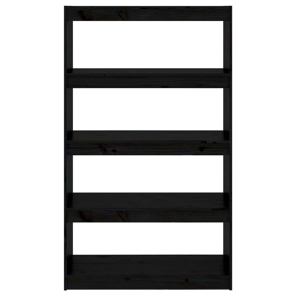 Bokhylle Svart Romdeler 80x30x135,5 cm heltre furu