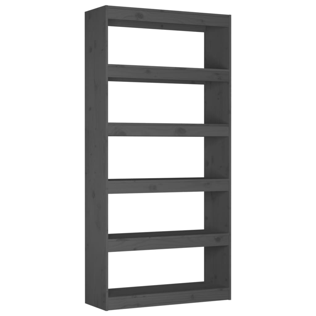 Bokhylle Grå Romdeler 80x30x167,4 cm heltre furu