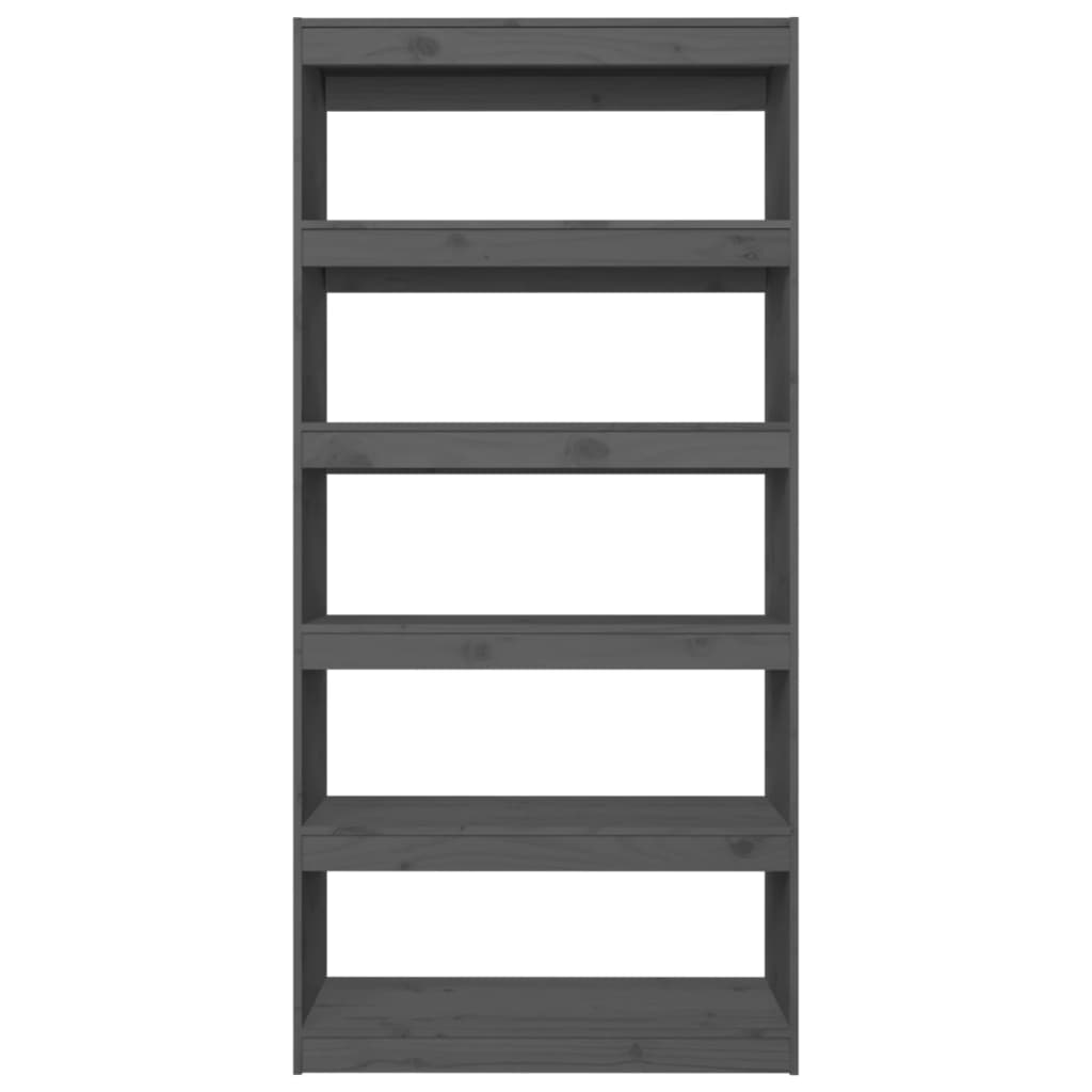 Bokhylle Grå Romdeler 80x30x167,4 cm heltre furu