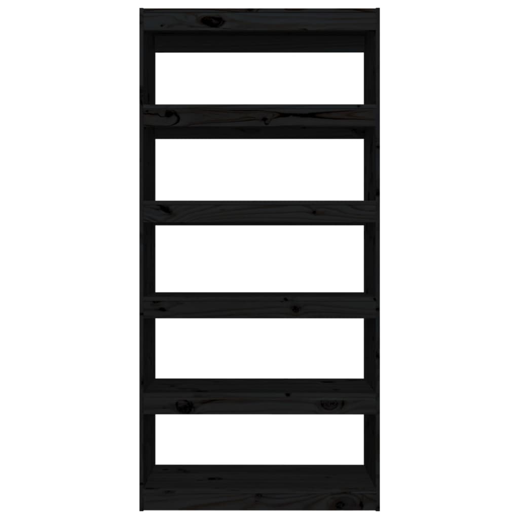 Bokhylle Svart Romdeler 80x30x167,4 cm heltre furu