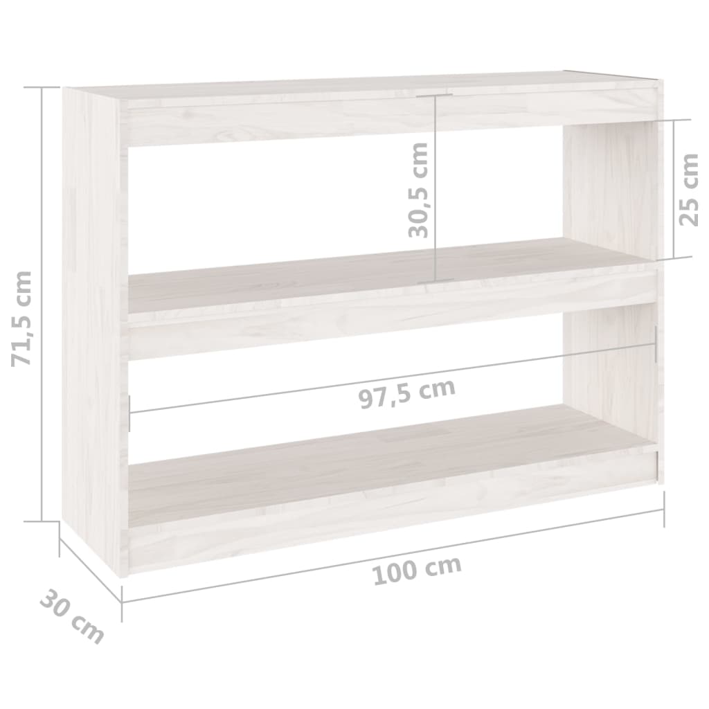 Bokhylle Hvit Romdeler 100x30x71,5 cm furu