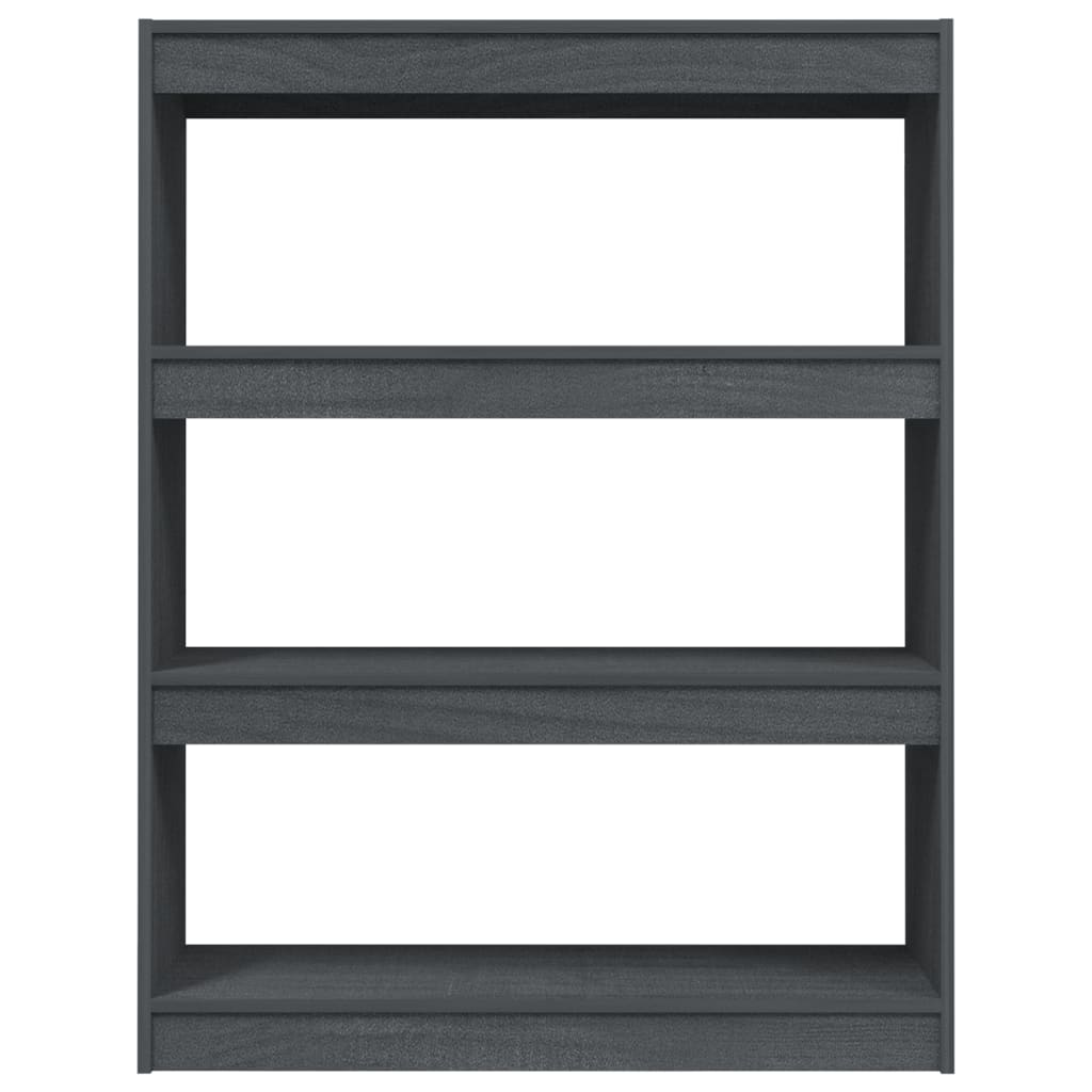 Bokhylle Grå Romdeler 100x30x103 cm heltre furu