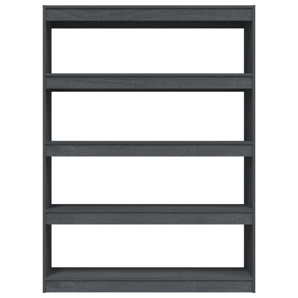 Bokhylle Grå Romdeler 100x30x135,5 cm heltre furu