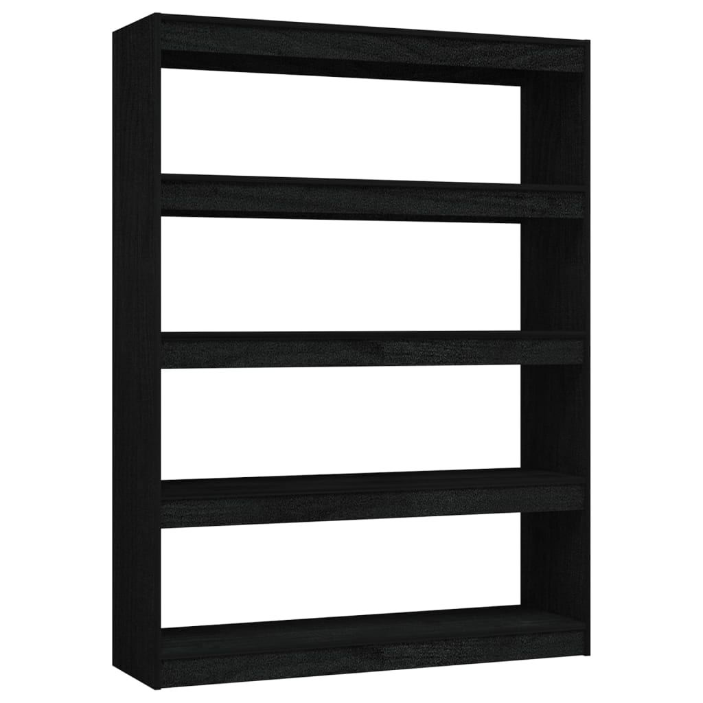 Bokhylle Svart Romdeler 100x30x135,5 cm heltre furu