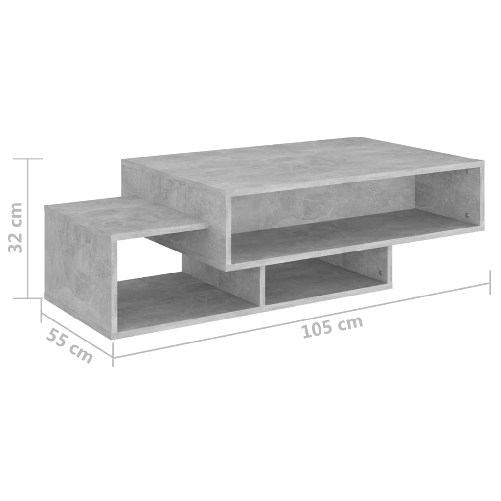 Salongbord Sofabord Betonggrå 105x55x32 cm