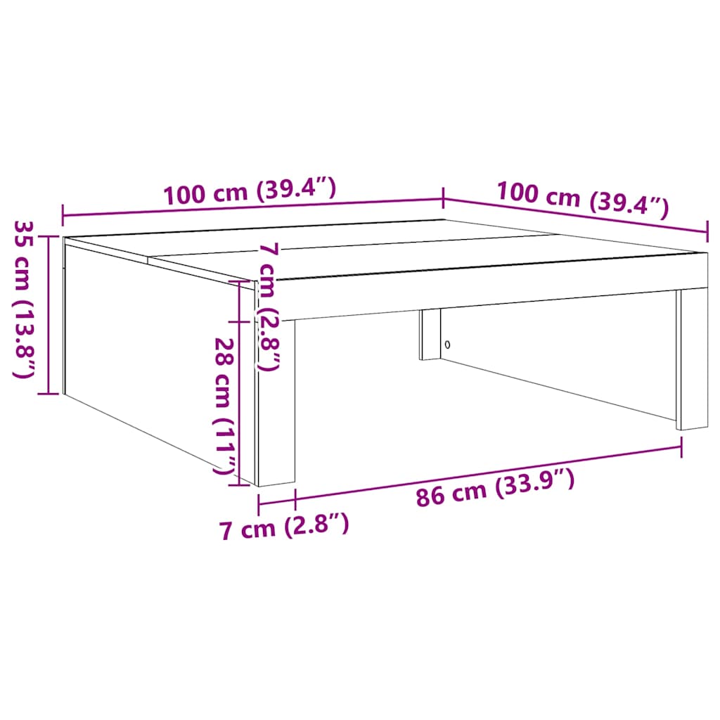 Salongbord Sofabord Svart 100x100x35 cm
