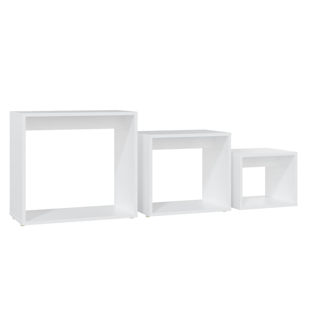 Stablebord 3 stk hvit sponplate