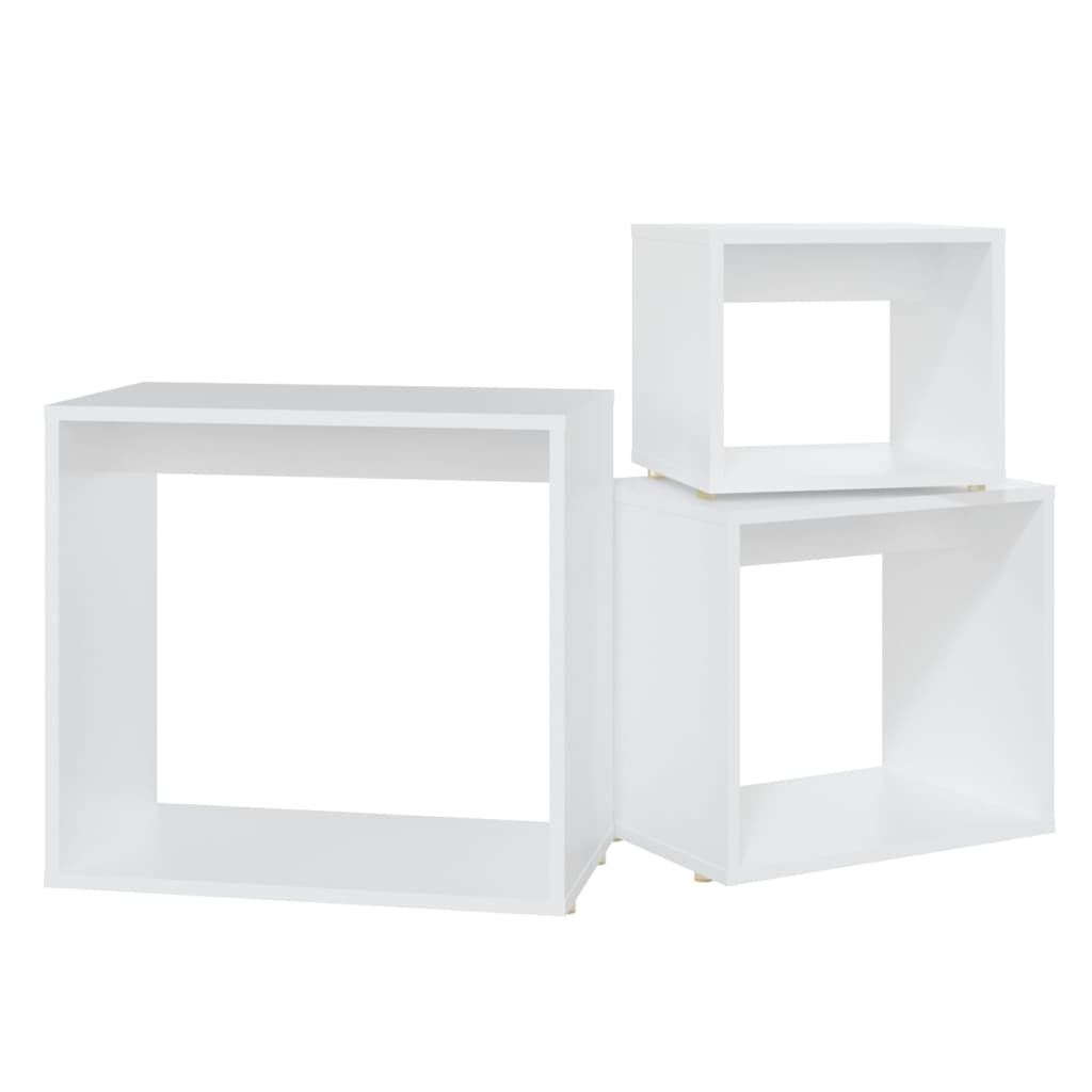 Stablebord 3 stk hvit sponplate