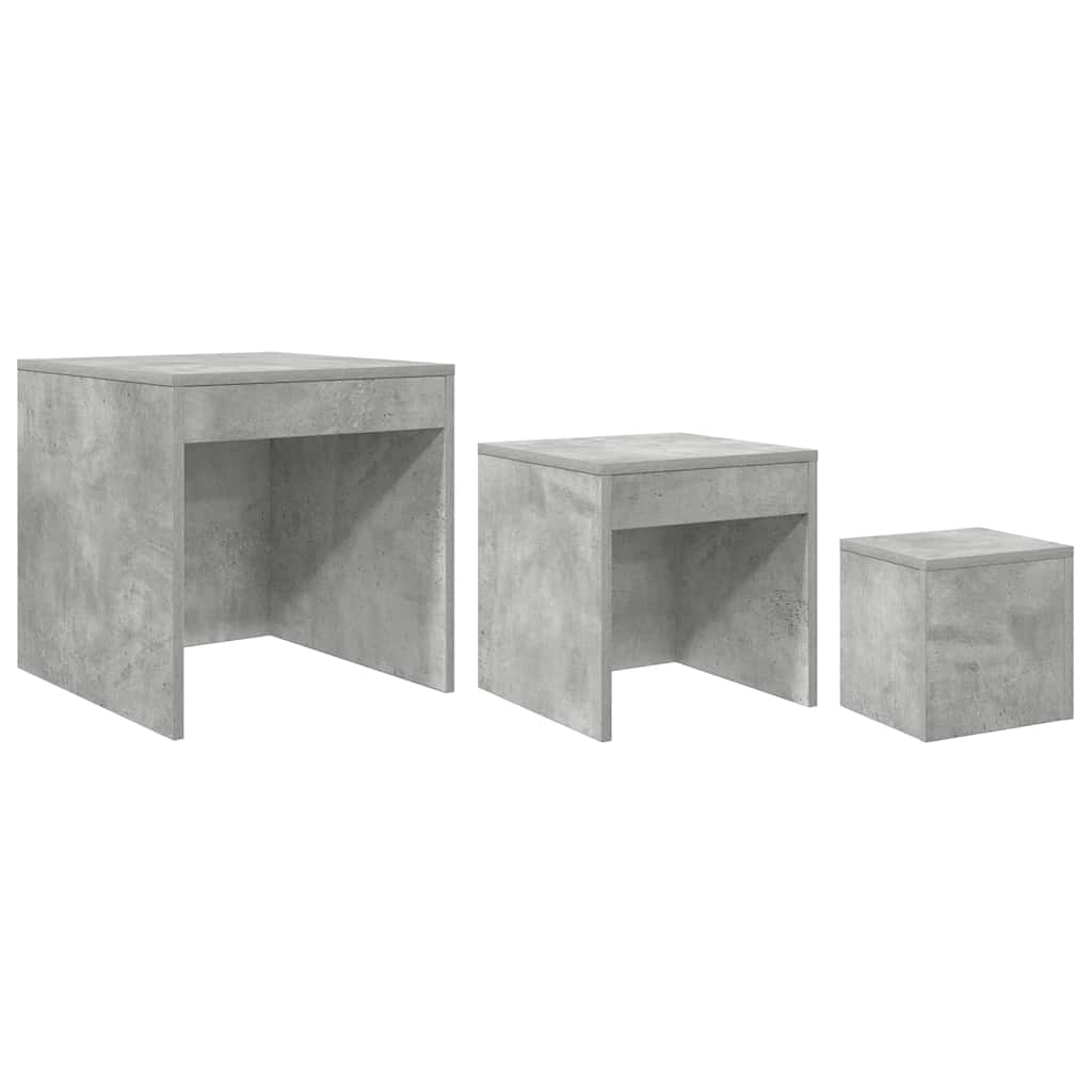 Stablebord 3 stk betonggrå konstruert tre
