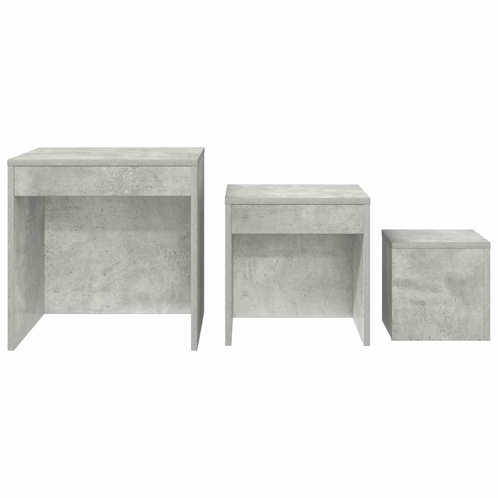 Stablebord 3 stk betonggrå konstruert tre