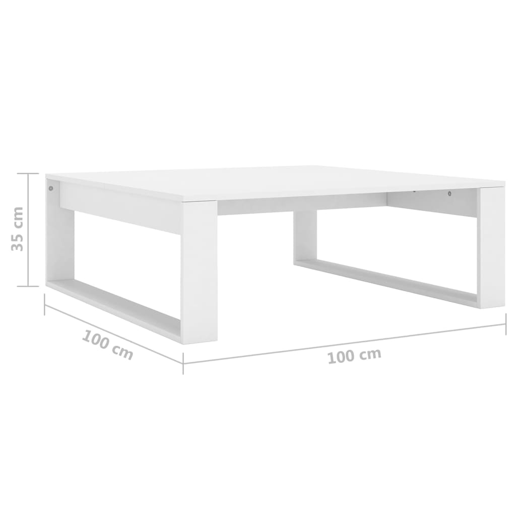 Salongbord Sofabord Hvit 100x100x35 cm