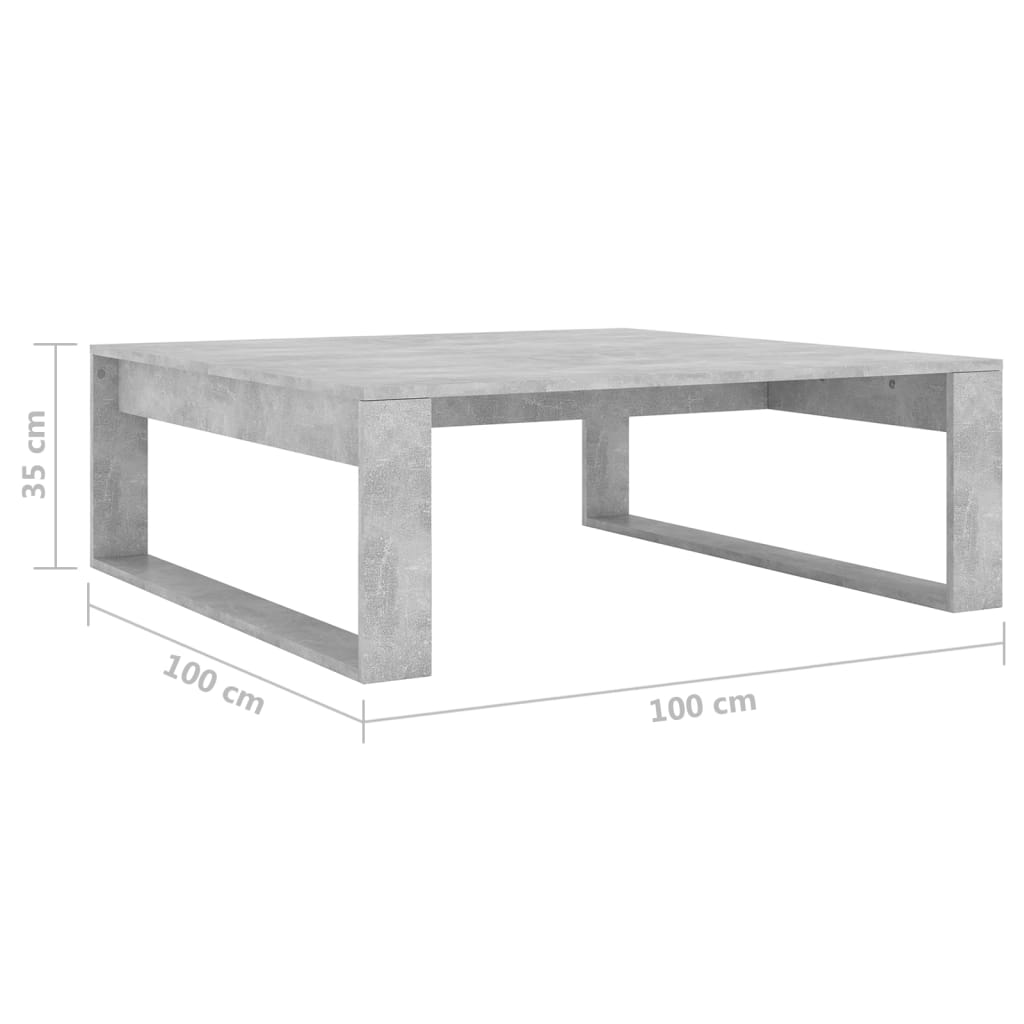Salongbord Sofabord Betonggrå 100x100x35 cm
