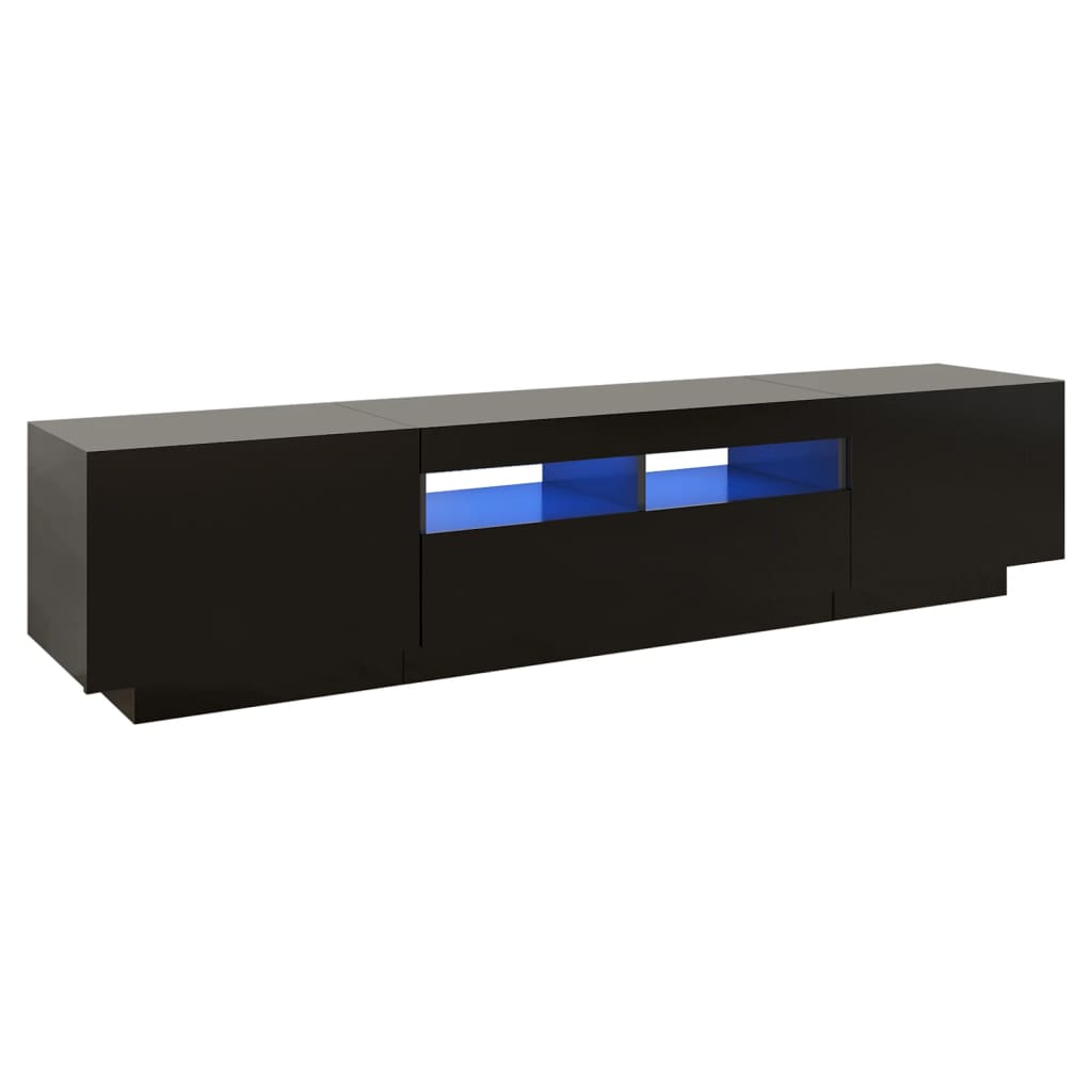 TV-Møbel Svart TV-benk med LED-lys 180x35x40 cm
