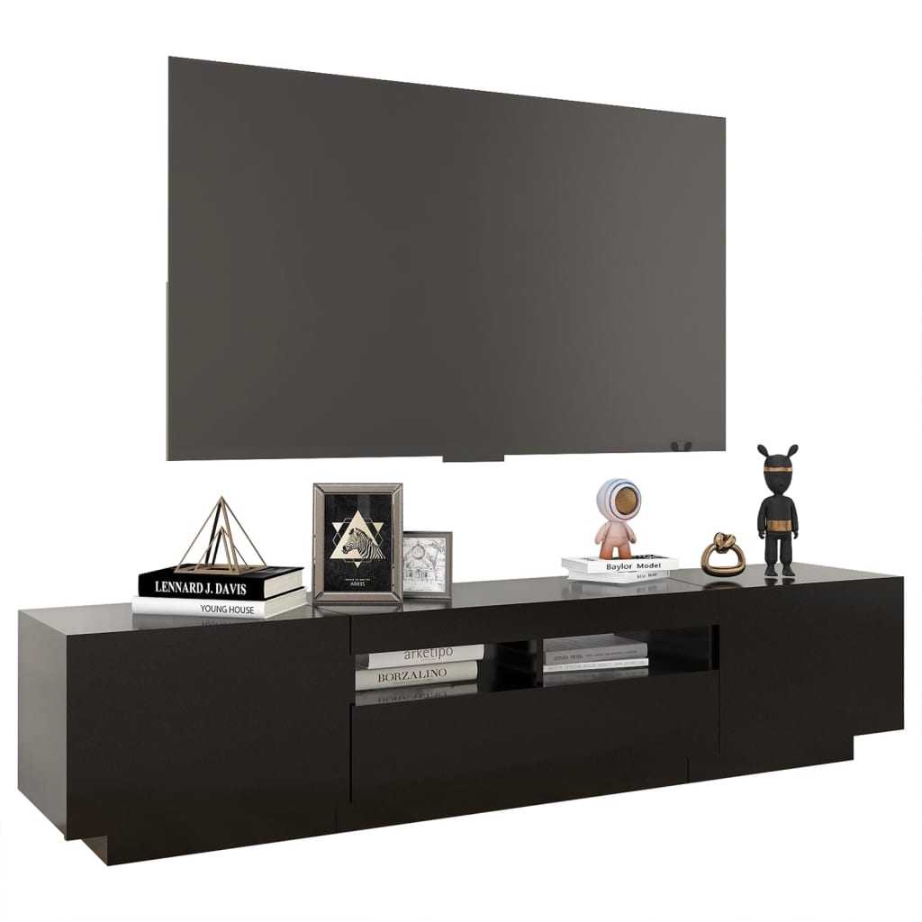 TV-Møbel Svart TV-benk med LED-lys 180x35x40 cm