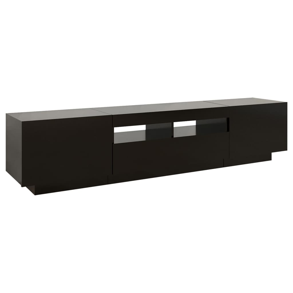 TV-Møbel Svart TV-benk med LED-lys 180x35x40 cm