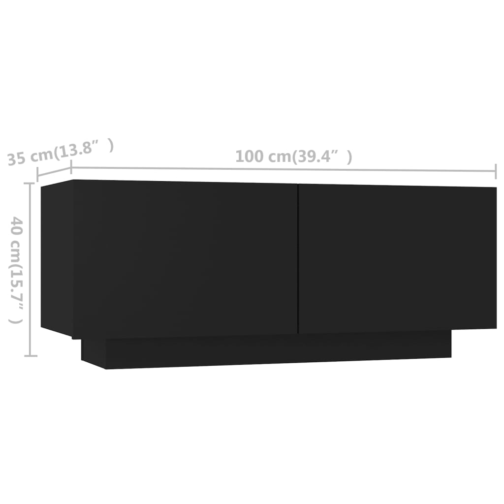 TV-Møbel Svart TV-benk med LED-lys 180x35x40 cm