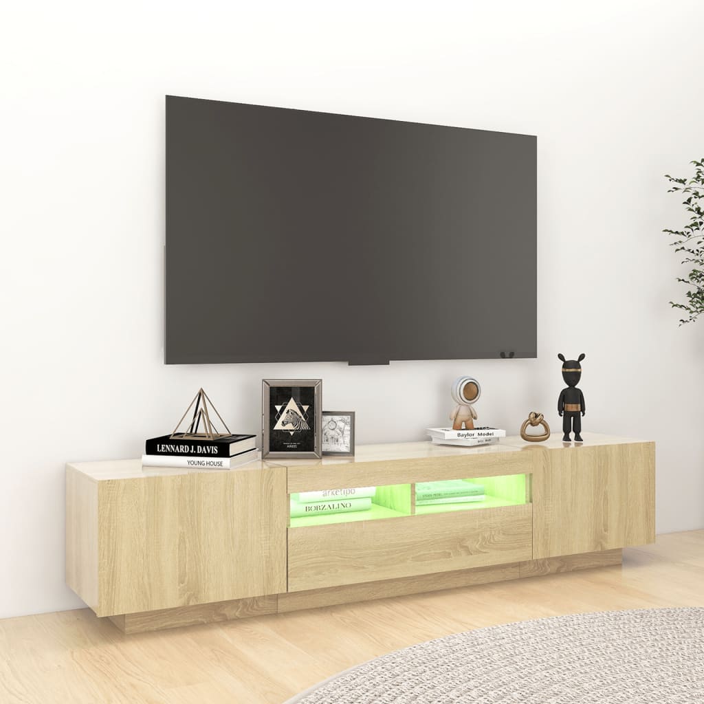 TV-Møbel Sonoma Eik TV-benk med LED-lys 180x35x40 cm
