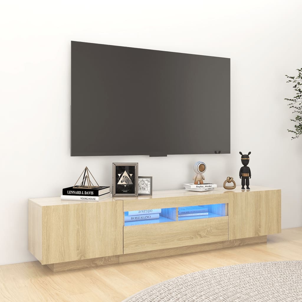 TV-Møbel Sonoma Eik TV-benk med LED-lys 180x35x40 cm