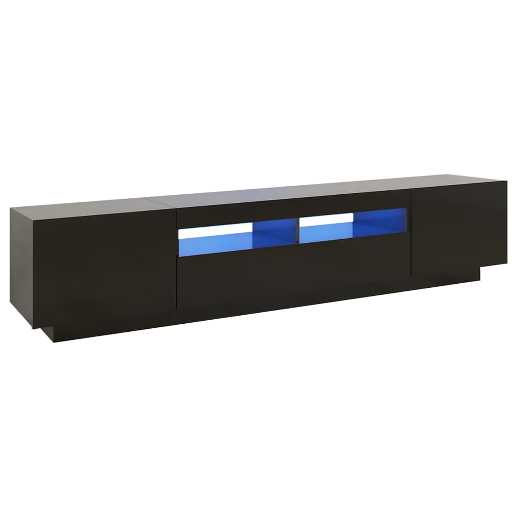 TV-Møbel Svart TV-benk med LED-lys 200x35x40 cm