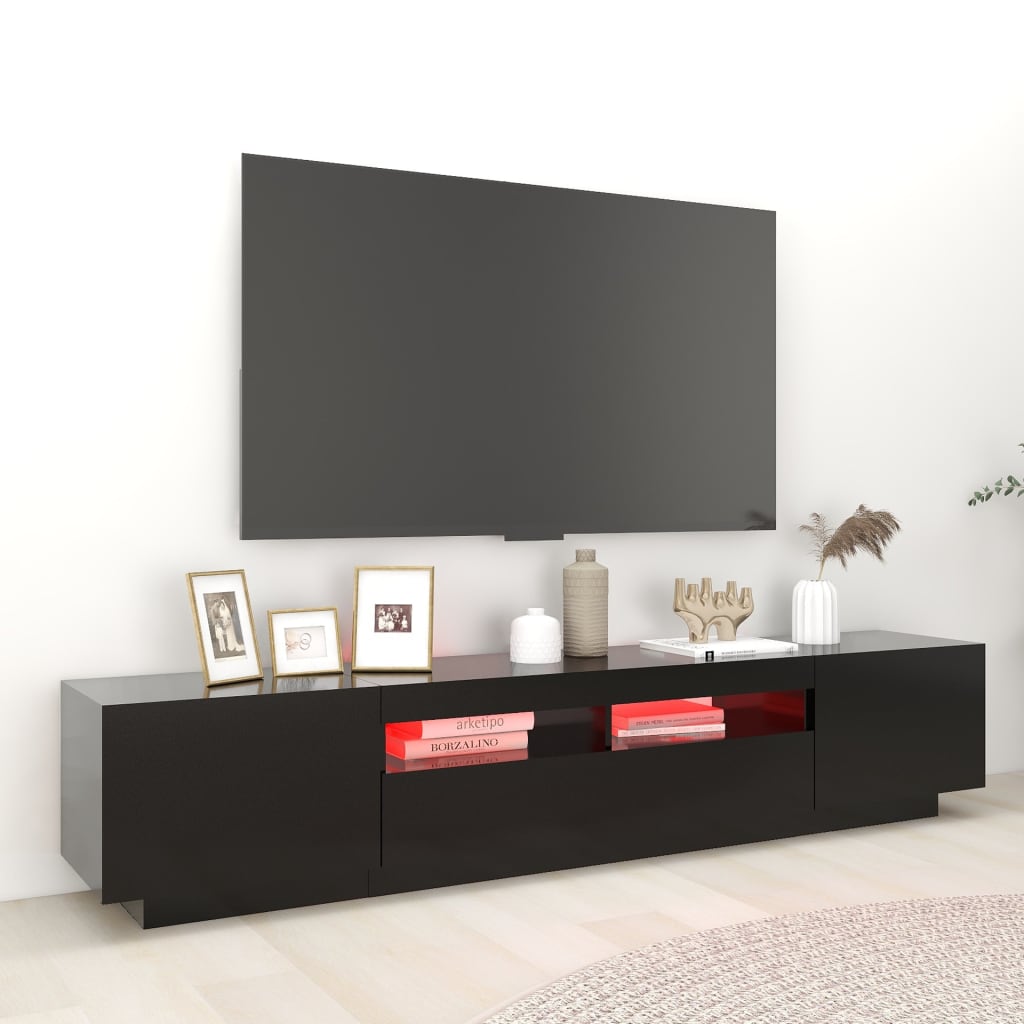 TV-Møbel Svart TV-benk med LED-lys 200x35x40 cm