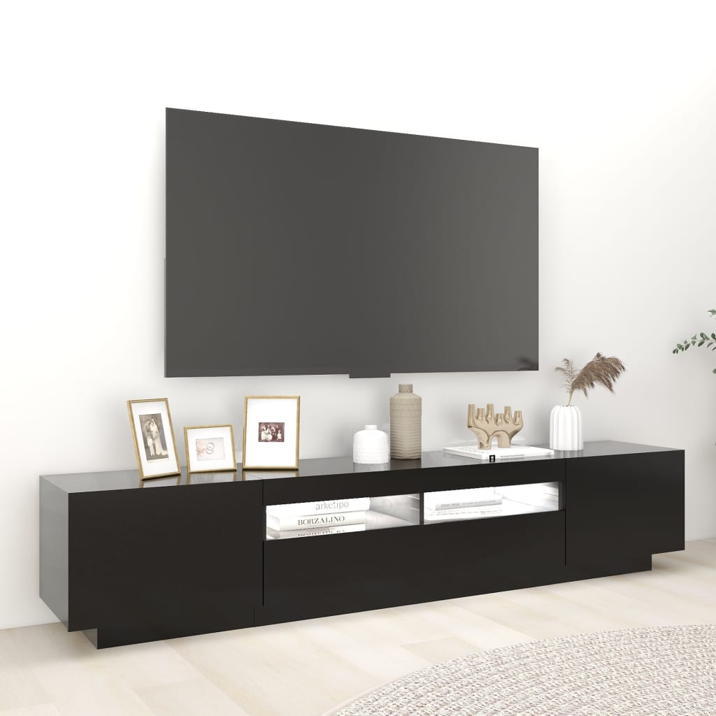 TV-Møbel Svart TV-benk med LED-lys 200x35x40 cm