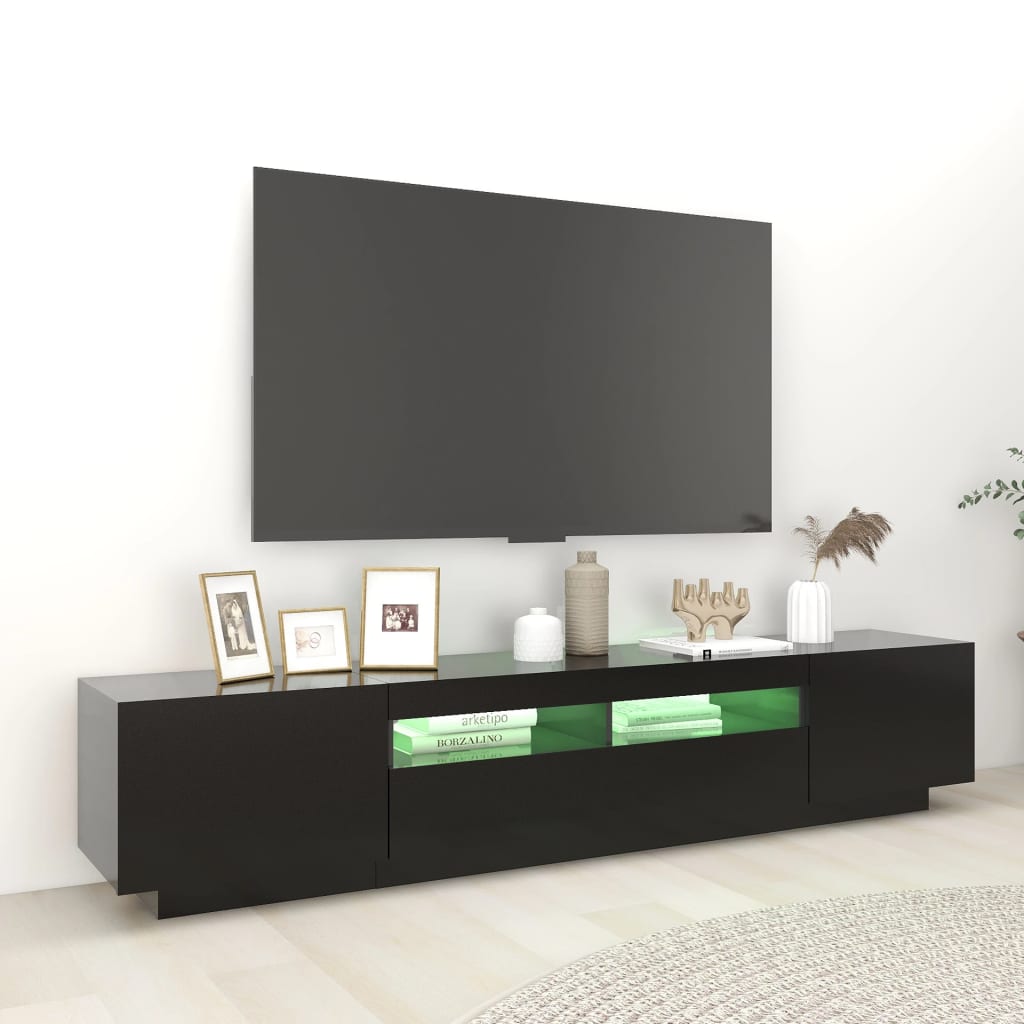 TV-Møbel Svart TV-benk med LED-lys 200x35x40 cm