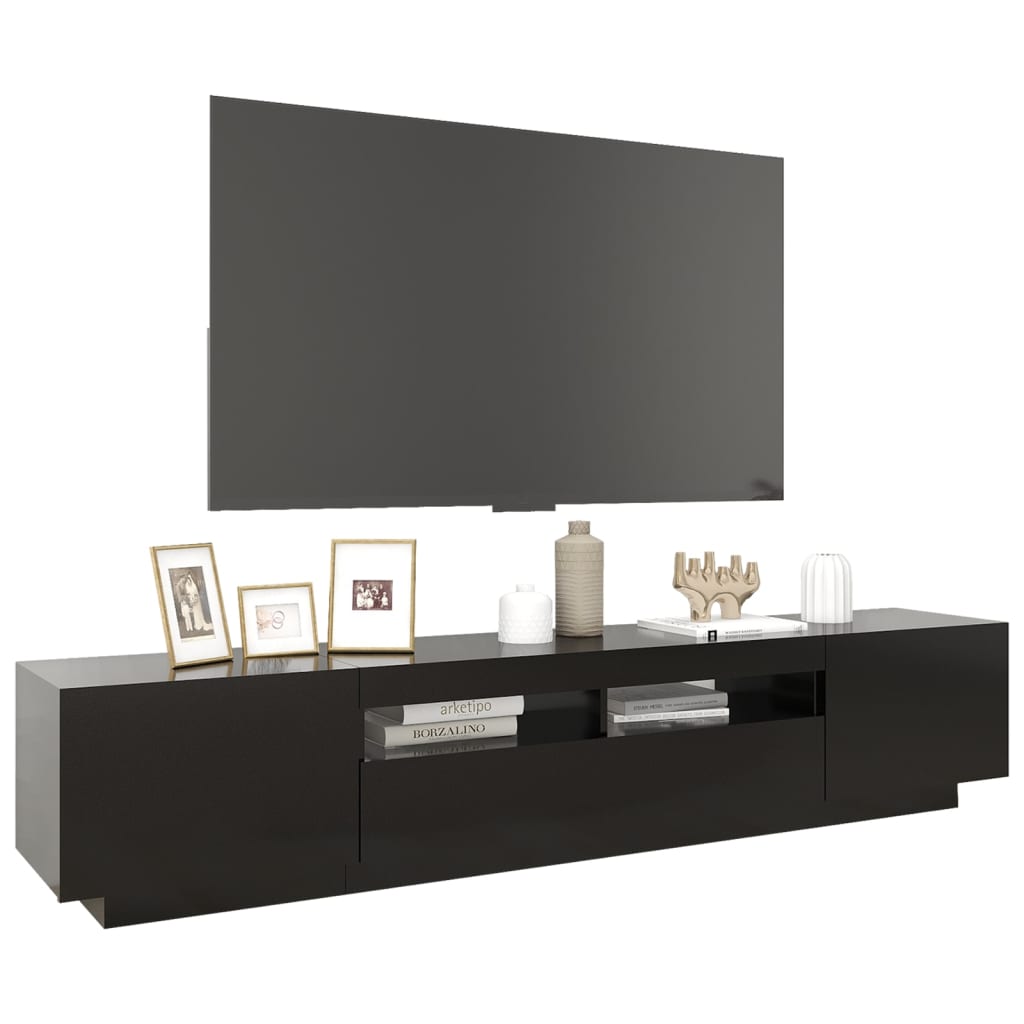 TV-Møbel Svart TV-benk med LED-lys 200x35x40 cm