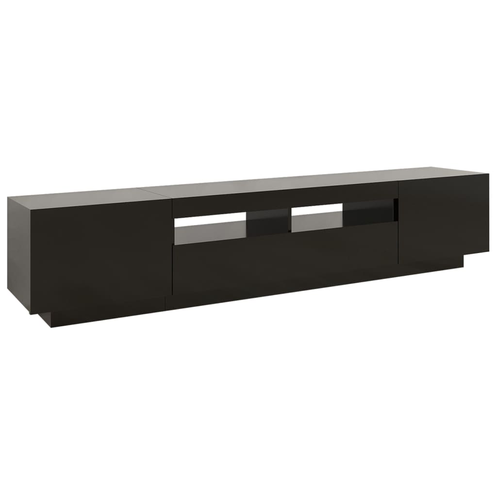 TV-Møbel Svart TV-benk med LED-lys 200x35x40 cm