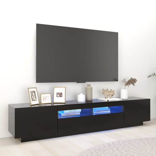 TV-Møbel Svart TV-benk med LED-lys 200x35x40 cm