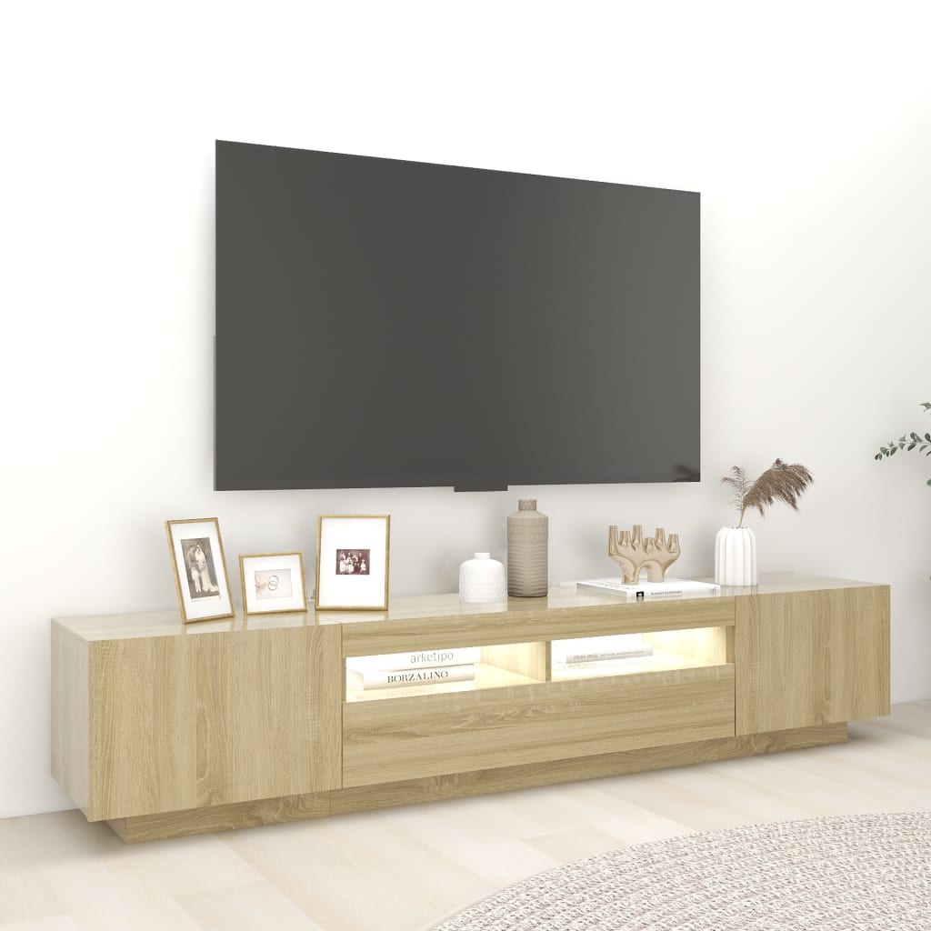 TV-Møbel Sonoma Eik TV-benk med LED-lys 200x35x40 cm