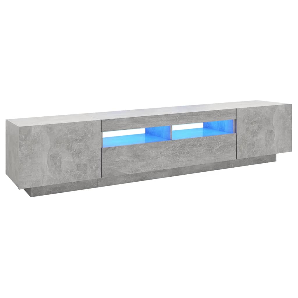 TV-Møbel Betonggrå TV-benk med LED-lys 200x35x40 cm