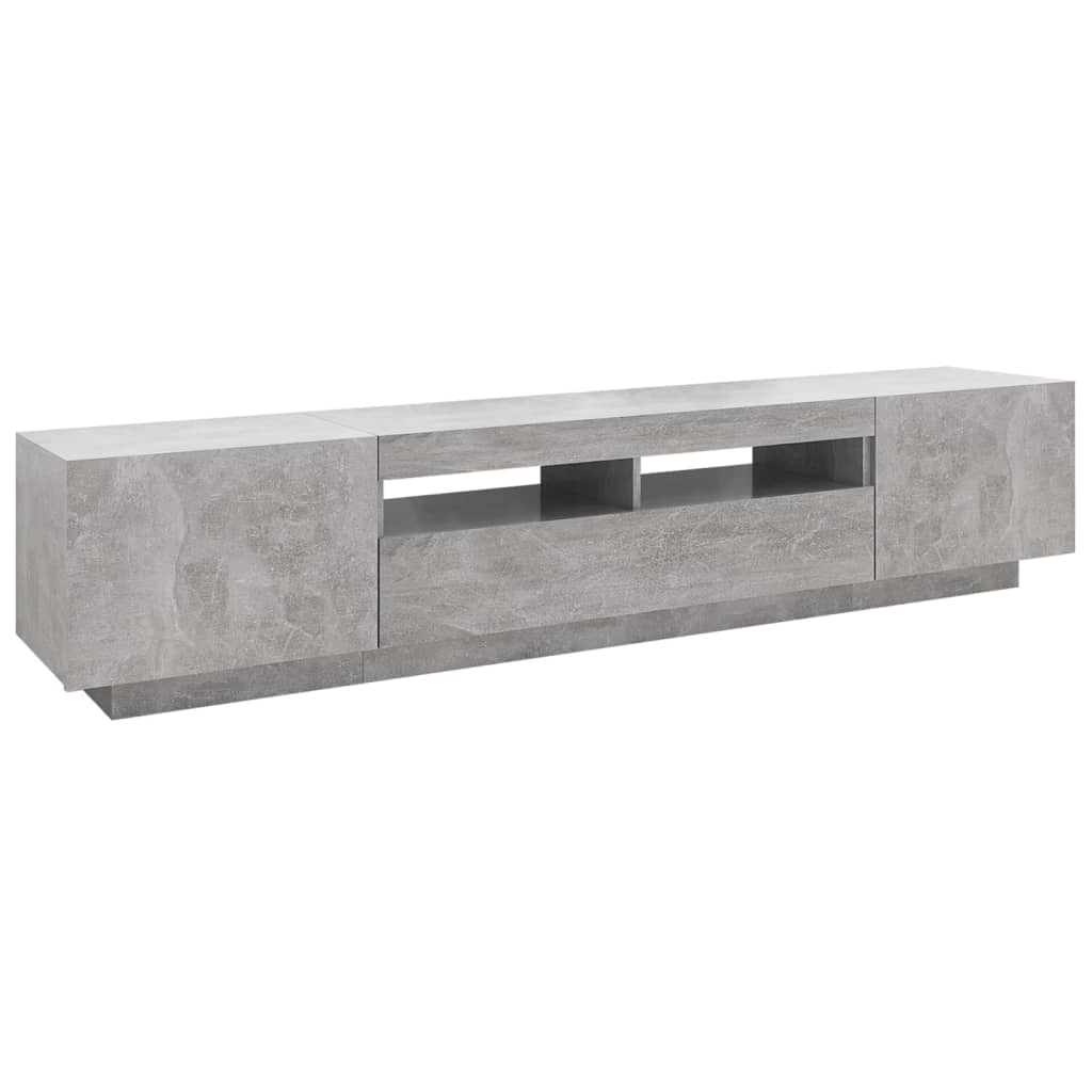 TV-Møbel Betonggrå TV-benk med LED-lys 200x35x40 cm