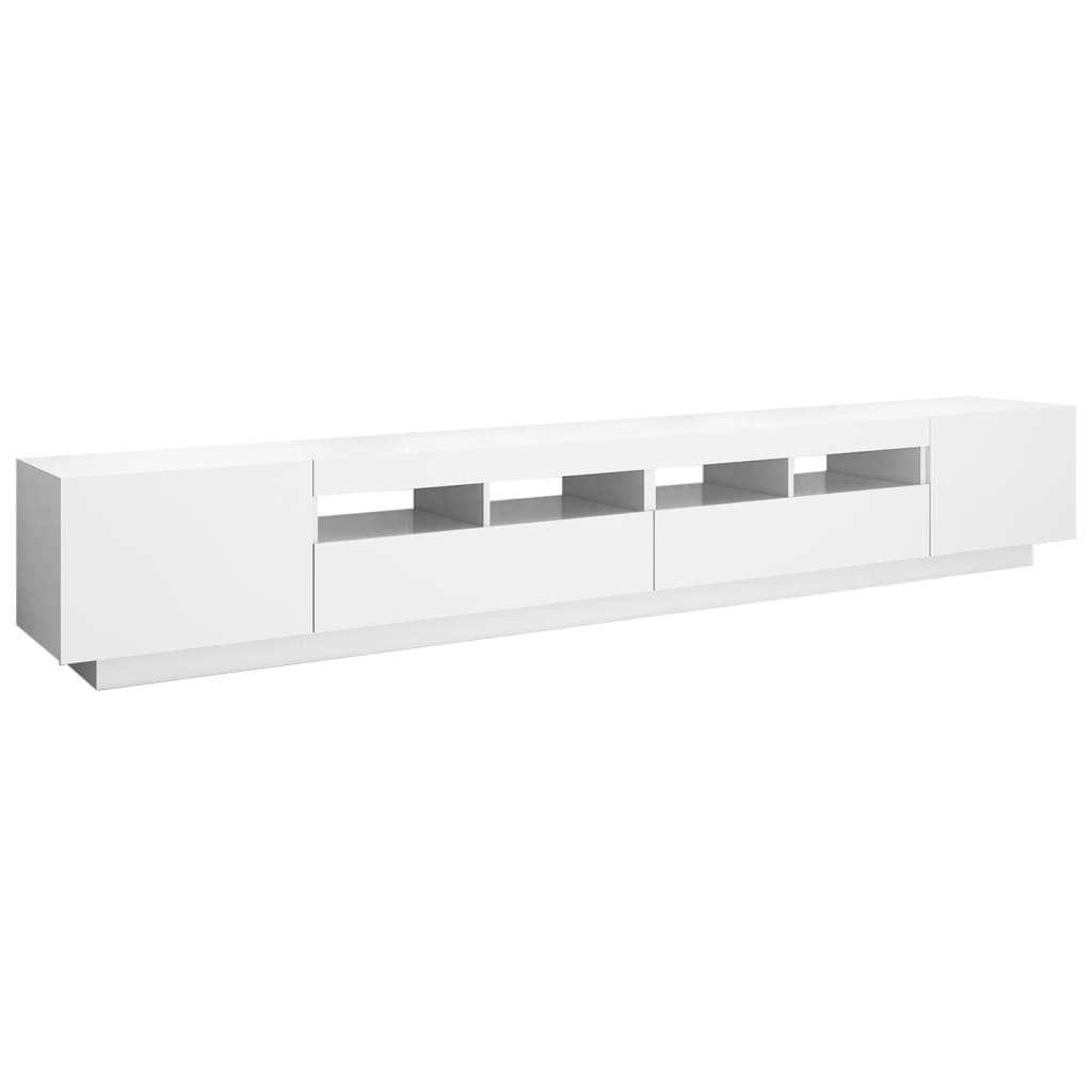 TV-Møbel Hvit TV-benk med LED-lys 260x35x40 cm