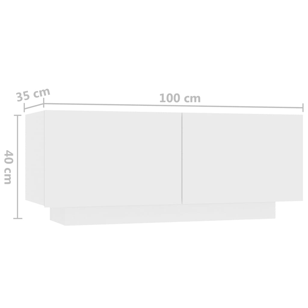 TV-Møbel Hvit TV-benk med LED-lys 260x35x40 cm